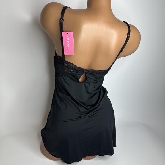NEW 6ixty8ight Black Lace Cami Slip Dress S Coquette Goth Y2K Lingeriecore - Picture 2 of 11